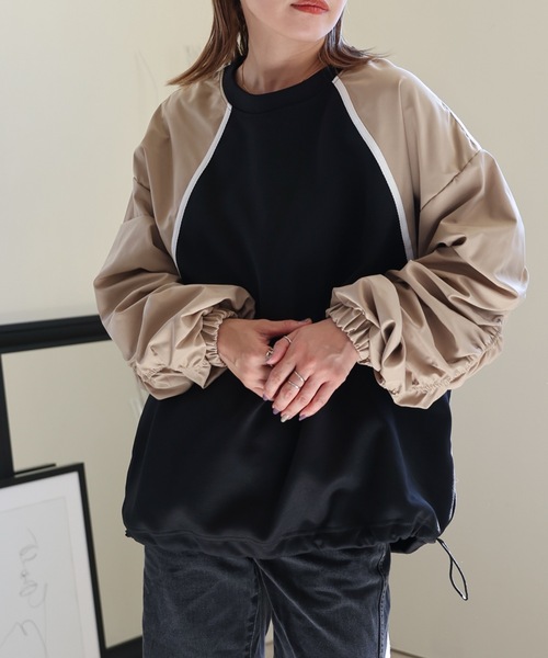 ULEULA(ウルア)の「ボリュームスリーブラインハイブリットスウェット(Tシャツ/カットソー・レディース・アイボリー/ブラック・FREE)」の19枚目の写真