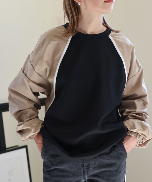 ULEULA(ウルア)の「ボリュームスリーブラインハイブリットスウェット(Tシャツ/カットソー・レディース・アイボリー/ブラック・FREE)」の14枚目の写真