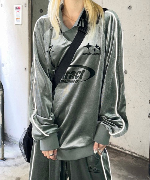 sedacle(セダクル)の「ベロアユニフォームデザイントップス【SETUP着用可能】(Tシャツ/カットソー・メンズ・グレー/ネイビー・MEDIUM/LARGE)」の5枚目の写真