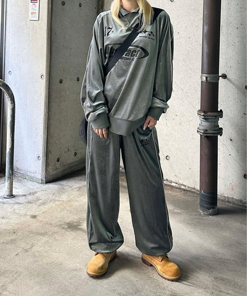 sedacle(セダクル)の「ベロアユニフォームデザイントップス【SETUP着用可能】(Tシャツ/カットソー・メンズ・グレー/ネイビー・MEDIUM/LARGE)」の7枚目の写真