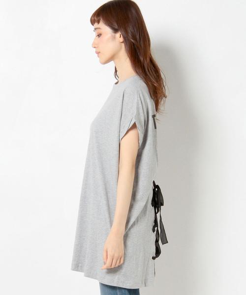 Another Edition（アナザーエディション）の「ロゴプリントレースアップ/AEBC ロゴPrtレースアップ◆（Tシャツ/カットソー・レディース・ホワイト/ライトグレー・フリー）」の6枚目の写真