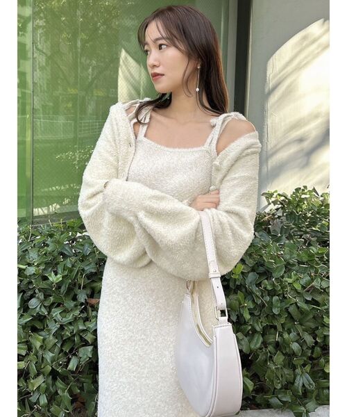 dazzlin（ダズリン）の「【セット着用可能】ミニシャギーラメニットキャミワンピース（ワンピース・レディース・ベージュ/ピンク/グリーン/グレー・FREE）」の9枚目の写真