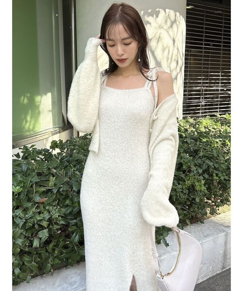 dazzlin（ダズリン）の「【セット着用可能】ミニシャギーラメニットキャミワンピース（ワンピース・レディース・ベージュ/ピンク/グリーン/グレー・FREE）」の11枚目の写真