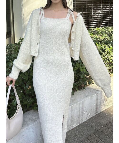 dazzlin（ダズリン）の「【セット着用可能】ミニシャギーラメニットキャミワンピース（ワンピース・レディース・ベージュ/ピンク/グリーン/グレー・FREE）」の12枚目の写真