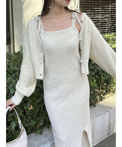 dazzlin（ダズリン）の「【セット着用可能】ミニシャギーラメニットキャミワンピース（ワンピース・レディース・ベージュ/ピンク/グリーン/グレー・FREE）」の13枚目の写真