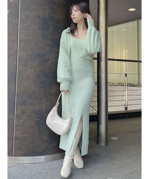 dazzlin（ダズリン）の「【セット着用可能】ミニシャギーラメニットキャミワンピース（ワンピース・レディース・ベージュ/ピンク/グリーン/グレー・FREE）」の20枚目の写真