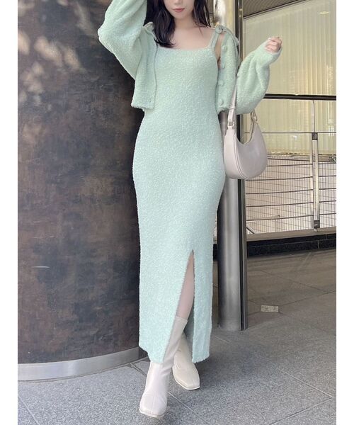 dazzlin（ダズリン）の「【セット着用可能】ミニシャギーラメニットキャミワンピース（ワンピース・レディース・ベージュ/ピンク/グリーン/グレー・FREE）」の21枚目の写真