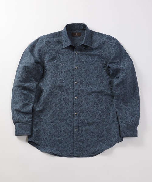 MEN'S BIGI（メンズビギ）の「ボタニカル柄ジャカードシャツ（シャツ/ブラウス・メンズ・ワイン/ブルー/オレンジ・01/02/03/04）」の2枚目の写真