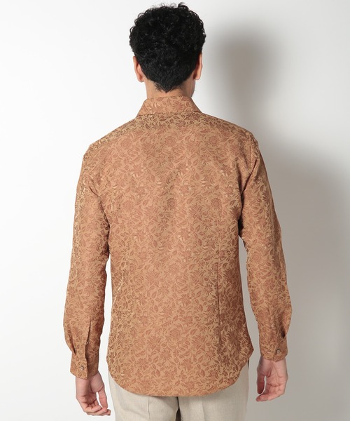MEN'S BIGI（メンズビギ）の「ボタニカル柄ジャカードシャツ（シャツ/ブラウス・メンズ・ワイン/ブルー/オレンジ・01/02/03/04）」の7枚目の写真