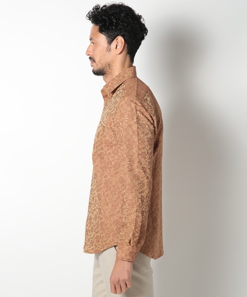 MEN'S BIGI（メンズビギ）の「ボタニカル柄ジャカードシャツ（シャツ/ブラウス・メンズ・ワイン/ブルー/オレンジ・01/02/03/04）」の8枚目の写真