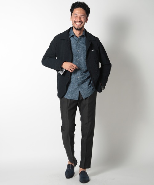 MEN'S BIGI（メンズビギ）の「ボタニカル柄ジャカードシャツ（シャツ/ブラウス・メンズ・ワイン/ブルー/オレンジ・01/02/03/04）」の21枚目の写真