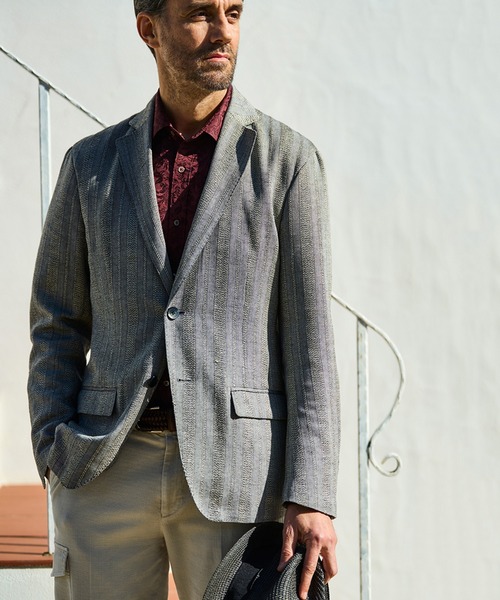 MEN'S BIGI(メンズビギ)の「ボタニカル柄ジャカードシャツ(シャツ/ブラウス・メンズ・ワイン/ブルー/オレンジ・01/02/03/04)」の6枚目の写真