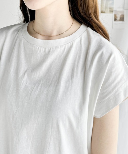 Java（ジャバ）の「《Javaジャバコラボ》洗練された大人のこなれ感。ヴィンテージ加工綿100％フレンチスリーブTシャツ（Tシャツ/カットソー・レディース・ホワイト/グリーン/グレイッシュベージュ/チャコールグレー・MEDIUM/LARGE/X-LARGE/SMALL）」の14枚目の写真