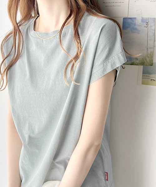 Java（ジャバ）の「《Javaジャバコラボ》洗練された大人のこなれ感。ヴィンテージ加工綿100％フレンチスリーブTシャツ（Tシャツ/カットソー・レディース・ホワイト/グリーン/グレイッシュベージュ/チャコールグレー・MEDIUM/LARGE/X-LARGE/SMALL）」の18枚目の写真