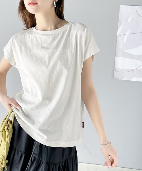 Java（ジャバ）の「《Javaジャバコラボ》洗練された大人のこなれ感。ヴィンテージ加工綿100％フレンチスリーブTシャツ（Tシャツ/カットソー・レディース・ホワイト/グリーン/グレイッシュベージュ/チャコールグレー・MEDIUM/LARGE/X-LARGE/SMALL）」の20枚目の写真