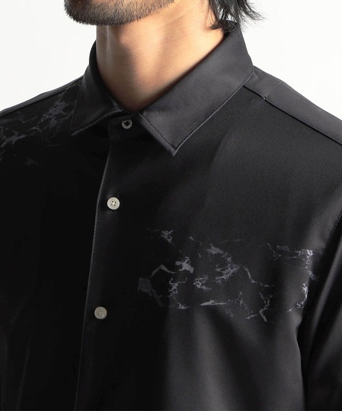 HIDEAWAYS NICOLE（ハイダウェイニコル）の「ハイストレッチポンチ　パーツプリントシャツ（シャツ/ブラウス・メンズ・ネイビー/ホワイト×ブラック・MEDIUM/LARGE/X-LARGE）」の7枚目の写真