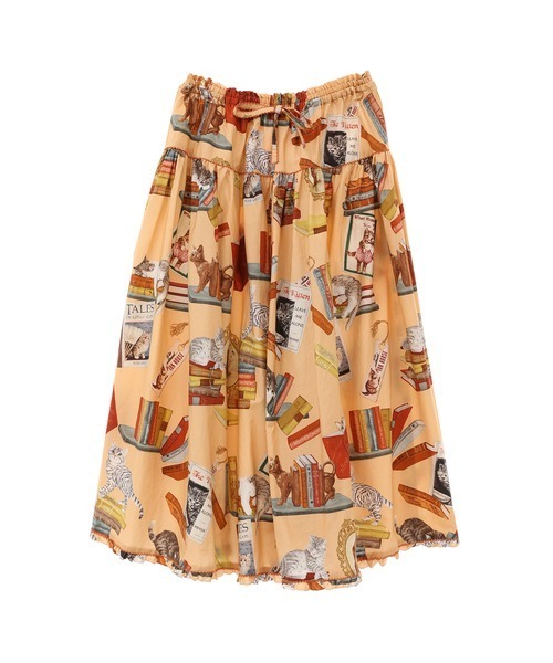 書斎の猫たちプリントスカート