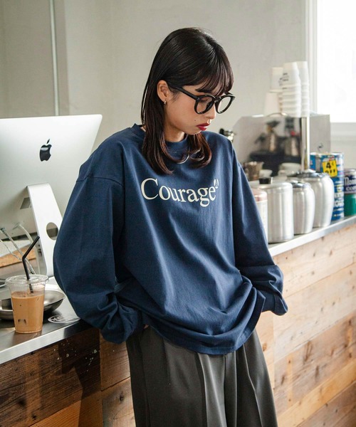 Chillfar(チルファー)の「アソートロゴロンT(Tシャツ/カットソー・レディース・ネイビー/オートミール/ホワイト/ブラウン/杢グレー/ブルー/ネイビー系/アイボリー系/ブラック/ホワイト系/グレー系・FREE)」の9枚目の写真