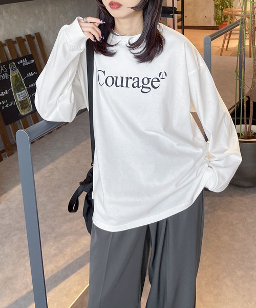 Chillfar(チルファー)の「アソートロゴロンT(Tシャツ/カットソー・レディース・ネイビー/オートミール/ホワイト/ブラウン/杢グレー/ブルー/ネイビー系/アイボリー系/ブラック/ホワイト系/グレー系・FREE)」の2枚目の写真