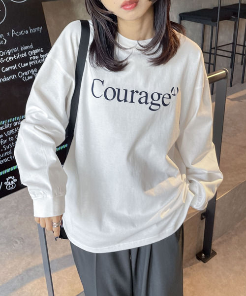 Chillfar(チルファー)の「アソートロゴロンT(Tシャツ/カットソー・レディース・ネイビー/オートミール/ホワイト/ブラウン/杢グレー/ブルー/ネイビー系/アイボリー系/ブラック/ホワイト系/グレー系・FREE)」の12枚目の写真