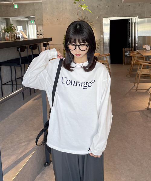 Chillfar(チルファー)の「アソートロゴロンT(Tシャツ/カットソー・レディース・ネイビー/オートミール/ホワイト/ブラウン/杢グレー/ブルー/ネイビー系/アイボリー系/ブラック/ホワイト系/グレー系・FREE)」の14枚目の写真