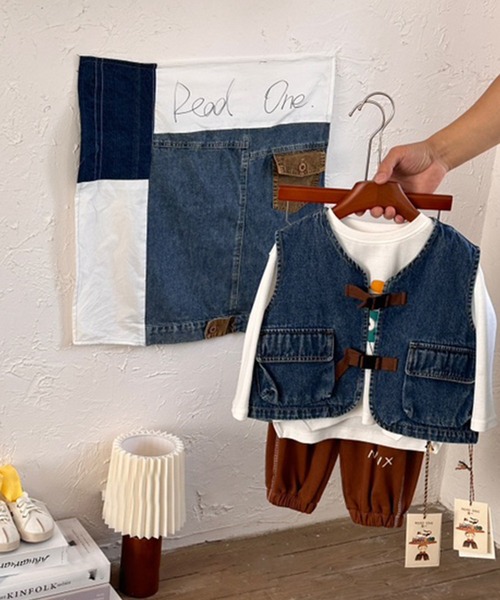 aimoha（アイモハ）の「【aimoha-KIDS-】子供服　デニムベスト（ベスト・キッズ・ネイビー・90/100/110/120/130）」の9枚目の写真