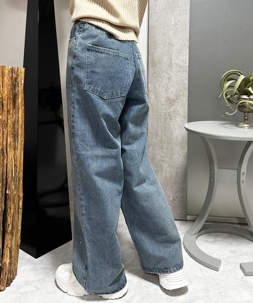 PRIVATE  BEACH（プライベートビーチ）の「ホットフィットスートンデニムワイドパンツ（デニムパンツ・レディース・ブラック/サックスブルー/ブルー・S/M）」の16枚目の写真