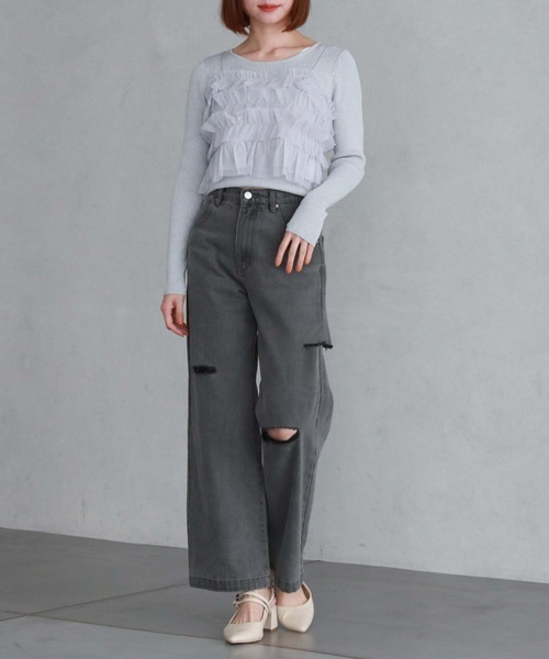 archives（アルシーヴ）の「チュールフリルビスチェ×ラメリブニットＳＥＴ（ニット/セーター・レディース・アイボリー/ブラック/グレー/ブルー・MEDIUM）」の19枚目の写真