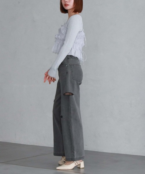 archives（アルシーヴ）の「チュールフリルビスチェ×ラメリブニットＳＥＴ（ニット/セーター・レディース・アイボリー/ブラック/グレー/ブルー・MEDIUM）」の17枚目の写真