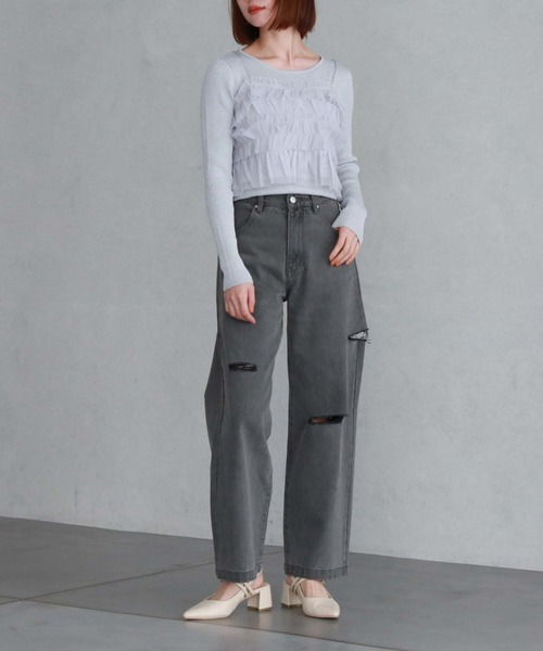 archives（アルシーヴ）の「チュールフリルビスチェ×ラメリブニットＳＥＴ（ニット/セーター・レディース・アイボリー/ブラック/グレー/ブルー・MEDIUM）」の16枚目の写真