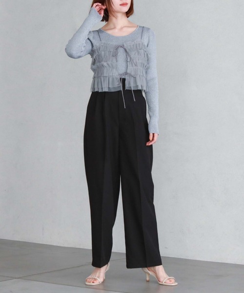 archives（アルシーヴ）の「チュールフリルビスチェ×ラメリブニットＳＥＴ（ニット/セーター・レディース・アイボリー/ブラック/グレー/ブルー・MEDIUM）」の12枚目の写真