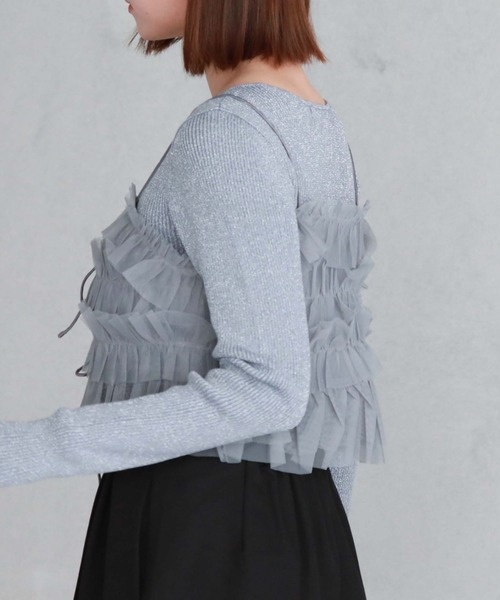 archives（アルシーヴ）の「チュールフリルビスチェ×ラメリブニットＳＥＴ（ニット/セーター・レディース・アイボリー/ブラック/グレー/ブルー・MEDIUM）」の13枚目の写真