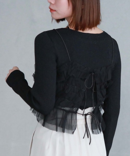 archives（アルシーヴ）の「チュールフリルビスチェ×ラメリブニットＳＥＴ（ニット/セーター・レディース・アイボリー/ブラック/グレー/ブルー・MEDIUM）」の5枚目の写真