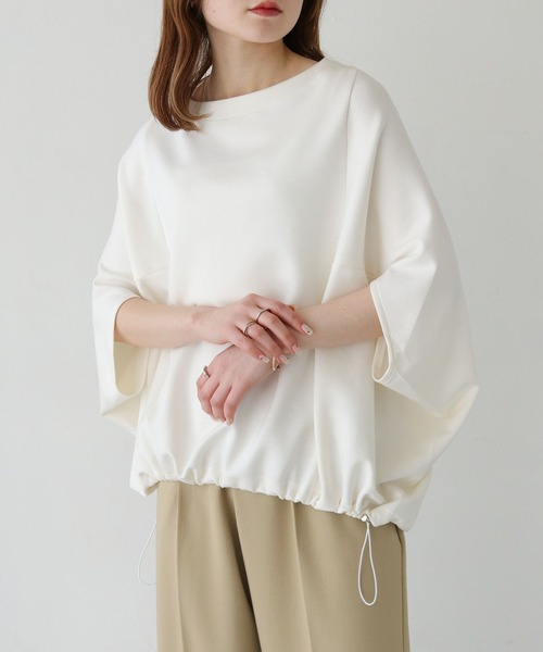 vingtrois(バントロア)の「【vingtrois】ダンボールボートネックドロストプルオーバー(Tシャツ/カットソー・レディース・ブルー/アイボリー/カーキ・M)」の2枚目の写真