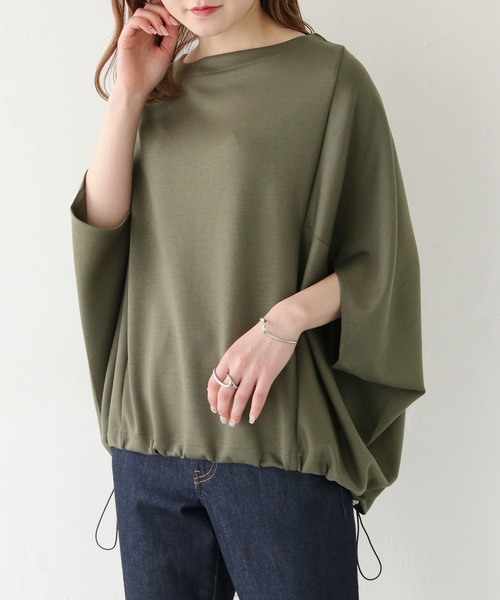 vingtrois(バントロア)の「【vingtrois】ダンボールボートネックドロストプルオーバー(Tシャツ/カットソー・レディース・ブルー/アイボリー/カーキ・M)」の15枚目の写真