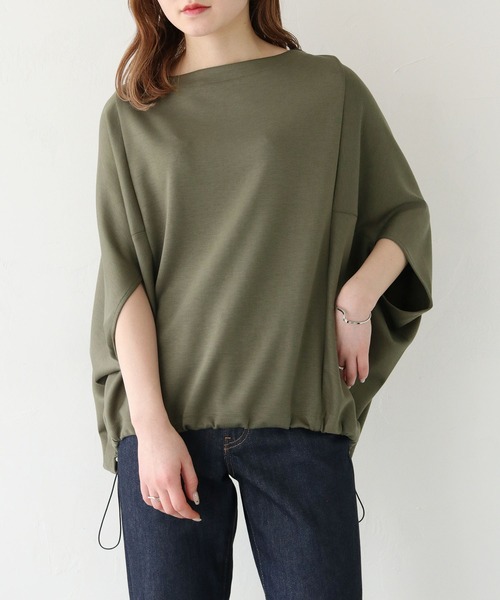 vingtrois(バントロア)の「【vingtrois】ダンボールボートネックドロストプルオーバー(Tシャツ/カットソー・レディース・ブルー/アイボリー/カーキ・M)」の13枚目の写真