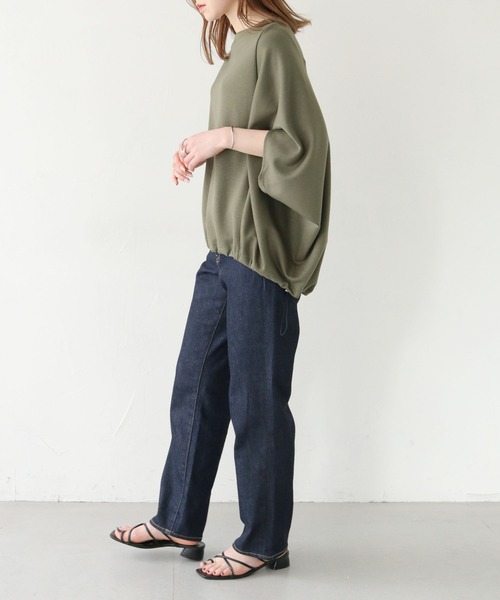 vingtrois(バントロア)の「【vingtrois】ダンボールボートネックドロストプルオーバー(Tシャツ/カットソー・レディース・ブルー/アイボリー/カーキ・M)」の18枚目の写真