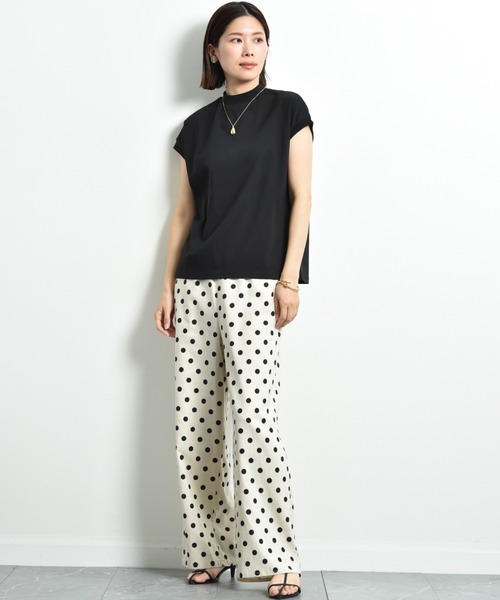 INTERPLANET（インタープラネット）の「度詰めライト天竺フレンチＴシャツ（Tシャツ/カットソー・レディース・グレイッシュベージュ/オフホワイト/ブラック・FREE）」の15枚目の写真