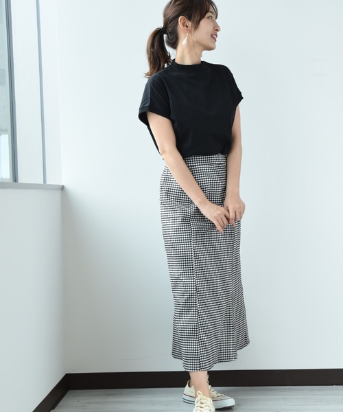 INTERPLANET（インタープラネット）の「度詰めライト天竺フレンチＴシャツ（Tシャツ/カットソー・レディース・グレイッシュベージュ/オフホワイト/ブラック・FREE）」の9枚目の写真