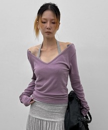 BLACKUP（ブラックアップ）の「[MADE] ウィザーVネックレイヤード長袖Tシャツ（Tシャツ/カットソー）」