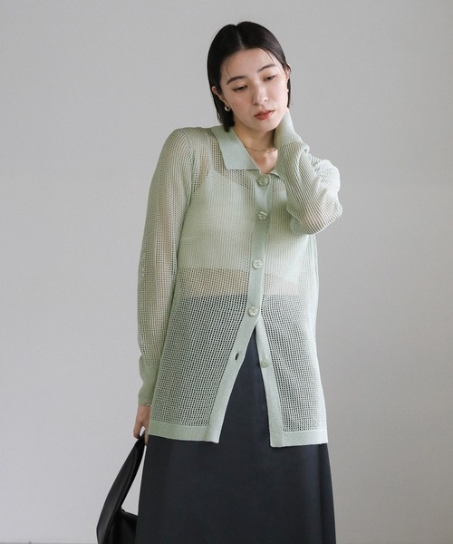 select MOCA（セレクトモカ）の「襟付きメッシュリネンカーディガン（カーディガン/ボレロ・レディース・ネイビー/ミント/ベージュ/ブラック・FREE）」の17枚目の写真