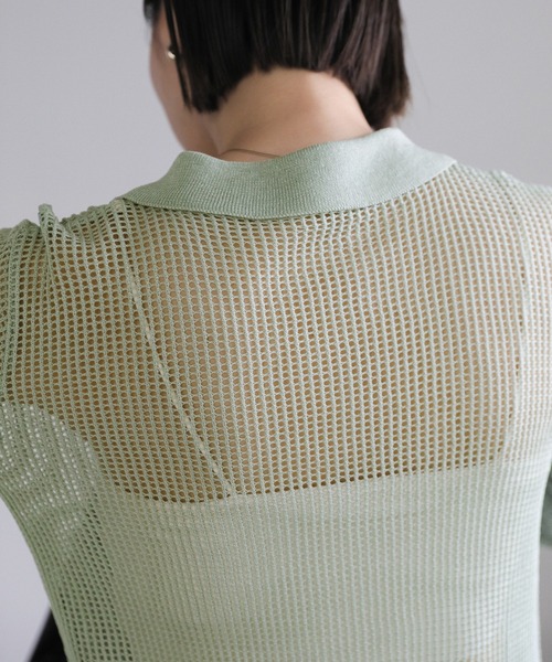 select MOCA（セレクトモカ）の「襟付きメッシュリネンカーディガン（カーディガン/ボレロ・レディース・ネイビー/ミント/ベージュ/ブラック・FREE）」の15枚目の写真
