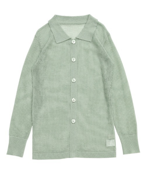 select MOCA（セレクトモカ）の「襟付きメッシュリネンカーディガン（カーディガン/ボレロ・レディース・ネイビー/ミント/ベージュ/ブラック・FREE）」の6枚目の写真