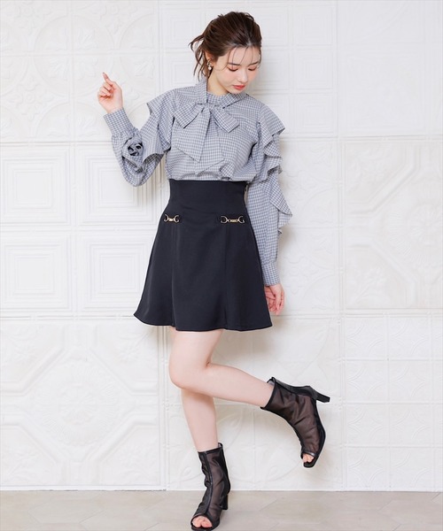 SWINGLE（スウィングル）の「チューリップフレアビットミニスカート（スカート・レディース・ブラック/ミント/ベージュ・MEDIUM/SMALL）」の10枚目の写真