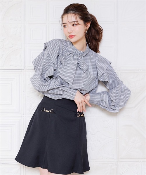 SWINGLE（スウィングル）の「チューリップフレアビットミニスカート（スカート・レディース・ブラック/ミント/ベージュ・MEDIUM/SMALL）」の11枚目の写真