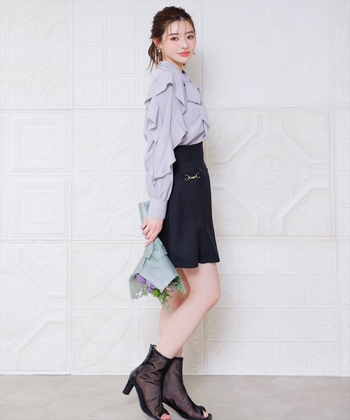 SWINGLE（スウィングル）の「チューリップフレアビットミニスカート（スカート・レディース・ブラック/ミント/ベージュ・MEDIUM/SMALL）」の14枚目の写真