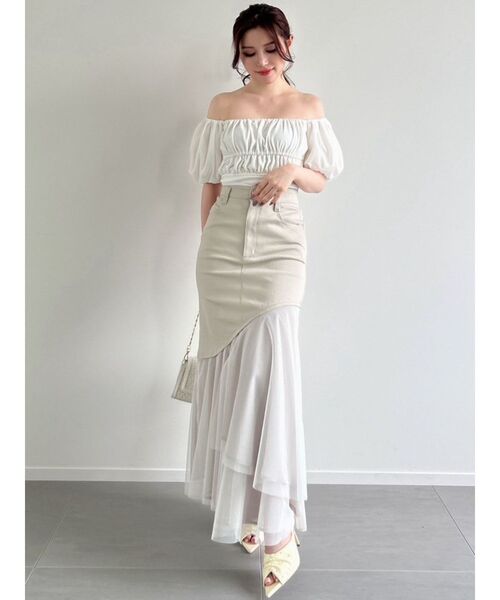 RESEXXY(リゼクシー)の「チュールドッキングスカート(スカート・レディース・ブラック/インディゴブルー/ベージュ・FREE)」の6枚目の写真