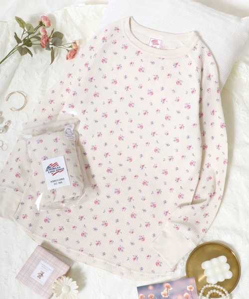 JEMORGAN（ジェーイーモーガン）の「JEMORGAN （ジェーイーモーガン）花柄総柄ワッフル長袖Tシャツ レディース/サーマルロンT #バレエコア #コケットコア（Tシャツ/カットソー・レディース・ホワイト系その他2/ホワイト系その他3/ホワイト系その他4/ホワイト系その他5/ホワイト系その他6/グレー系その他2/ホワイト系その他/グレー系その他/イエロー系その他/ブルー系その他/ピンク系その他/パープル系その他/ホワイト系その他7/ホワイト系1/ホワイト系3/ホワイト系2・FREE）」の8枚目の写真