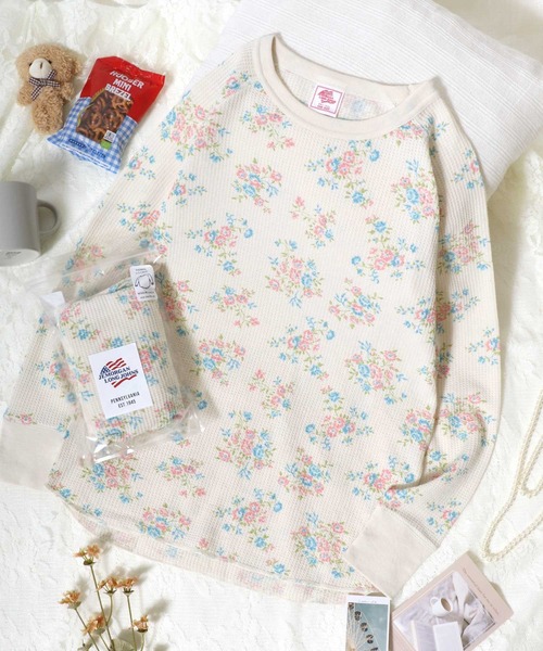 JEMORGAN（ジェーイーモーガン）の「JEMORGAN （ジェーイーモーガン）花柄総柄ワッフル長袖Tシャツ レディース/サーマルロンT #バレエコア #コケットコア（Tシャツ/カットソー・レディース・ホワイト系その他2/ホワイト系その他3/ホワイト系その他4/ホワイト系その他5/ホワイト系その他6/グレー系その他2/ホワイト系その他/グレー系その他/イエロー系その他/ブルー系その他/ピンク系その他/パープル系その他/ホワイト系その他7/ホワイト系1/ホワイト系3/ホワイト系2・FREE）」の7枚目の写真