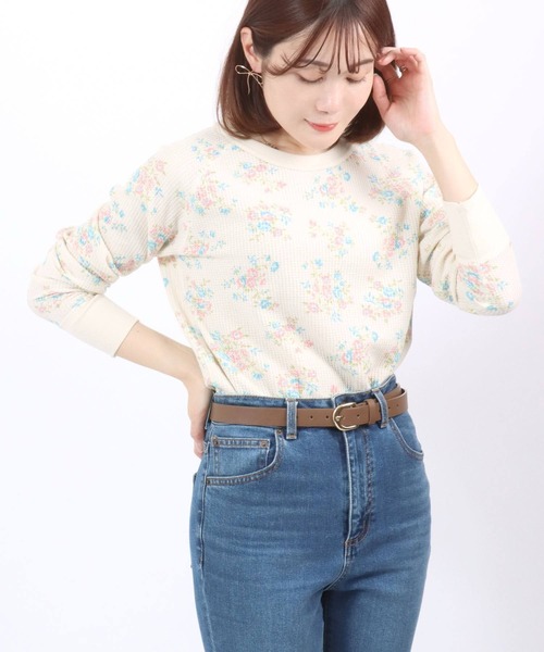 セール】JEMORGAN （ジェーイーモーガン）花柄総柄ワッフル長袖T